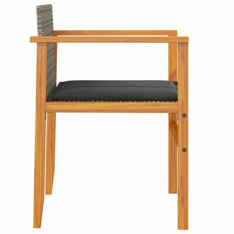 Tuinstoelen 2 st met kussens poly rattan en massief hout grijs