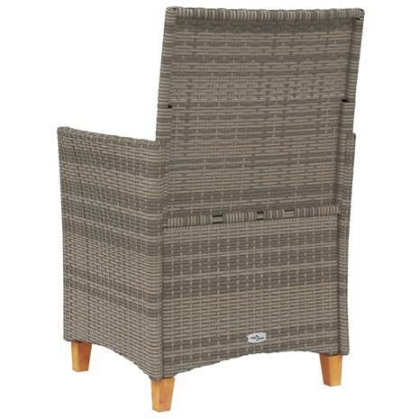 Tuinstoelen 2 st met kussens poly rattan en massief hout grijs