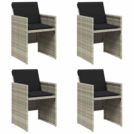 Tuinstoelen 4 st met kussens poly rattan lichtgrijs