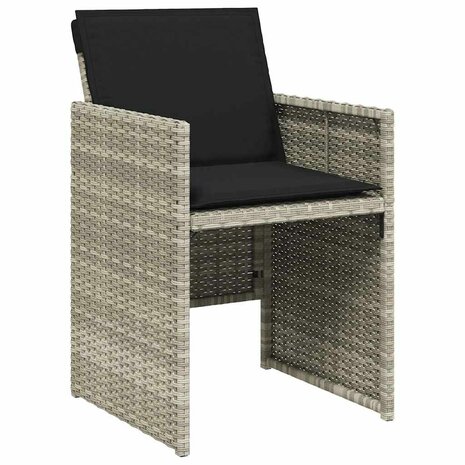 Tuinstoelen 4 st met kussens poly rattan lichtgrijs