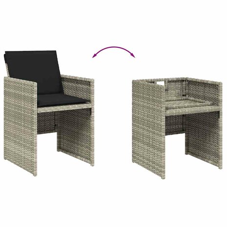 Tuinstoelen 4 st met kussens poly rattan lichtgrijs