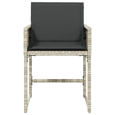 Tuinstoelen 4 st met kussens poly rattan lichtgrijs