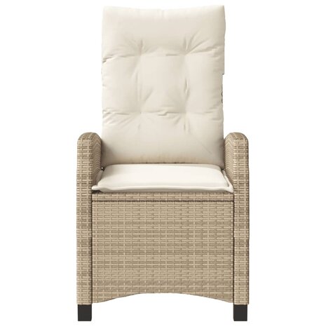 Tuinstoelen 2 st verstelbaar met kussens poly rattan beige