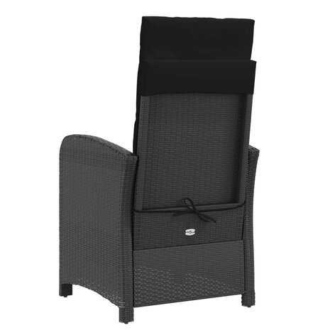 Tuinstoelen 2 st verstelbaar met voetensteun poly rattan zwart