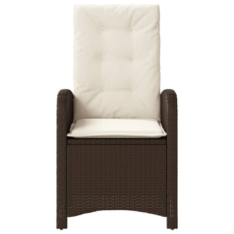 Tuinstoelen 2 st verstelbaar met kussens poly rattan bruin