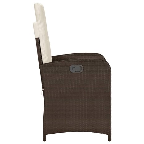 Tuinstoelen 2 st verstelbaar met kussens poly rattan bruin