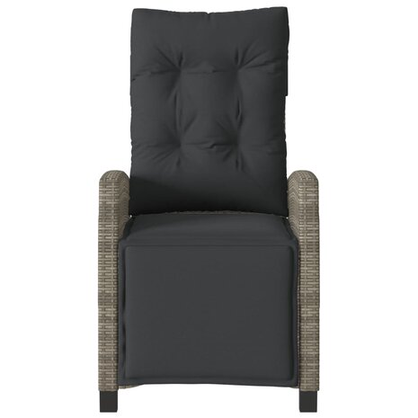 Tuinstoelen 2 st verstelbaar met voetensteun poly rattan grijs