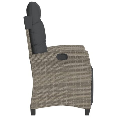 Tuinstoelen 2 st verstelbaar met voetensteun poly rattan grijs