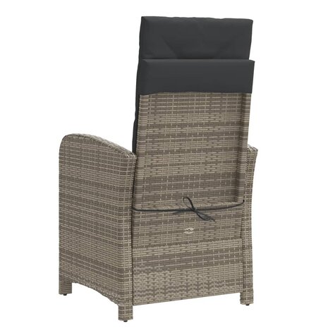 Tuinstoelen 2 st verstelbaar met voetensteun poly rattan grijs