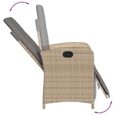 Tuinstoelen 2 st verstelbaar voetensteun poly rattan beige mix