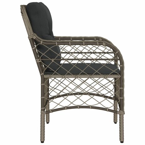 Tuinstoelen 2 st met kussens poly rattan grijs