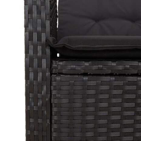 Tuinstoelen 2 st verstelbaar met kussens poly rattan zwart