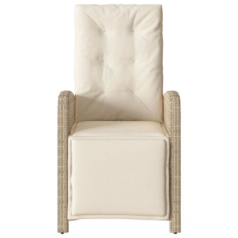 Tuinstoelen 2 st verstelbaar met voetensteun poly rattan beige