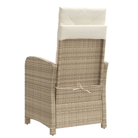 Tuinstoelen 2 st verstelbaar met voetensteun poly rattan beige