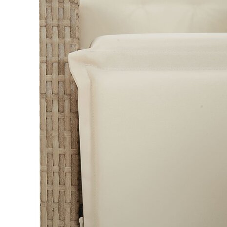 Tuinstoelen 2 st verstelbaar met voetensteun poly rattan beige
