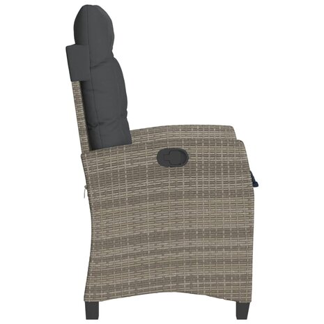 Tuinstoelen 2 st verstelbaar met kussens poly rattan grijs