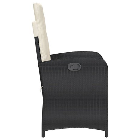 Tuinstoelen 2 st verstelbaar met kussens poly rattan zwart