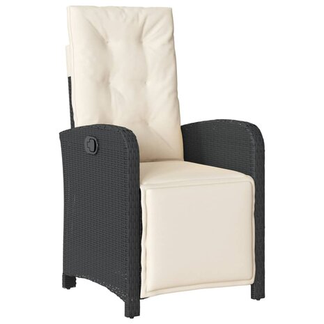 Tuinstoelen 2 st verstelbaar met voetensteun poly rattan zwart