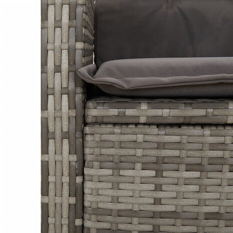Tuinstoelen 2 st verstelbaar met kussens poly rattan grijs