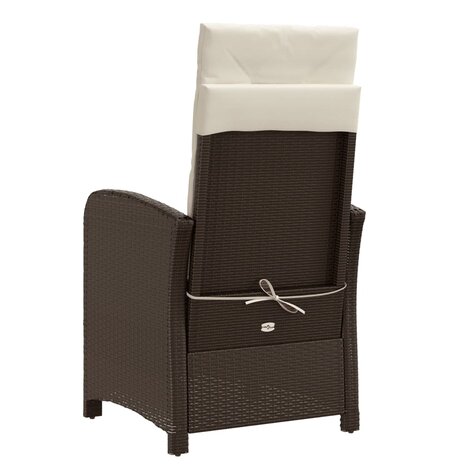 Tuinstoelen 2 st verstelbaar met voetensteun poly rattan bruin