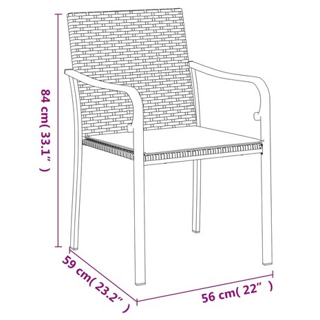 Tuinstoelen 4 st met kussens 56x59x84 cm poly rattan zwart