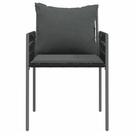 Tuinstoelen 4 st met kussens 54x61x83 cm poly rattan zwart