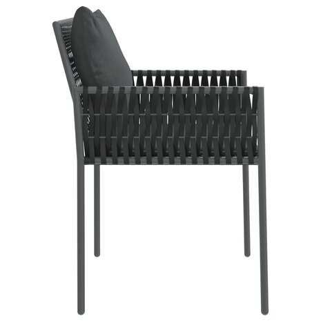 Tuinstoelen 4 st met kussens 54x61x83 cm poly rattan zwart