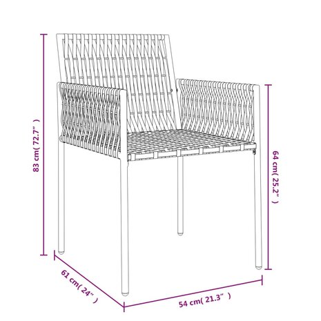 Tuinstoelen 4 st met kussens 54x61x83 cm poly rattan zwart
