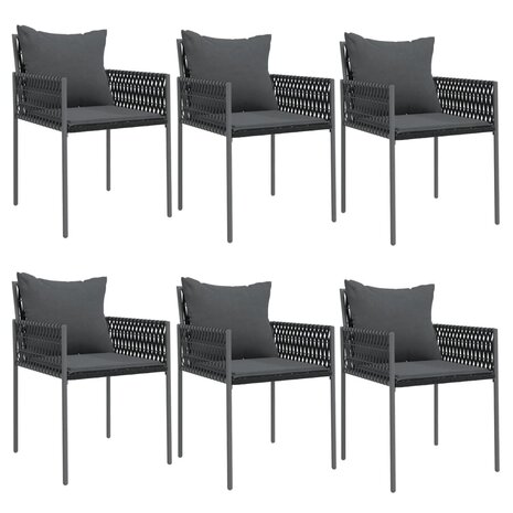 Tuinstoelen 6 st met kussens 54x61x83 cm poly rattan zwart