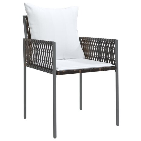 Tuinstoelen 4 st met kussens 54x61x83 cm poly rattan bruin