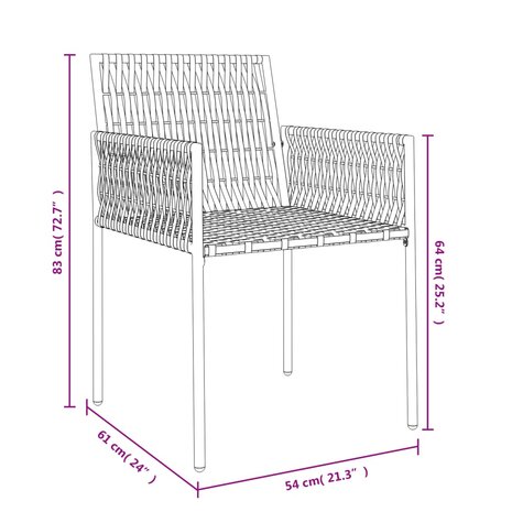 Tuinstoelen 4 st met kussens 54x61x83 cm poly rattan bruin