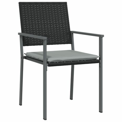 Tuinstoelen 2 st met kussens 54x62,5x89 cm poly rattan zwart