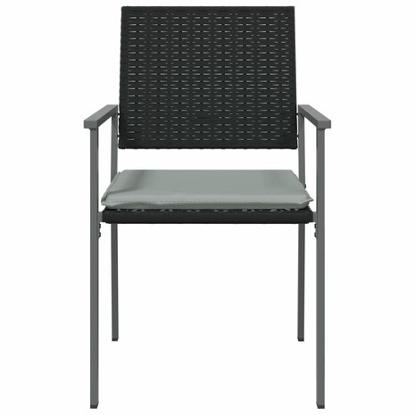 Tuinstoelen 2 st met kussens 54x62,5x89 cm poly rattan zwart