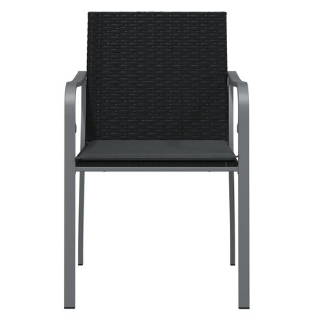 Tuinstoelen 2 st met kussens 56x59x84 cm poly rattan zwart