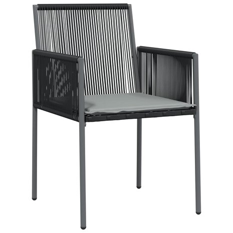 Tuinstoelen 2 st met kussens 54x60,5x83,5 cm poly rattan zwart