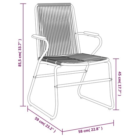 Tuinstoelen 2 st 58x59x85,5 cm PVC-rattan zwart