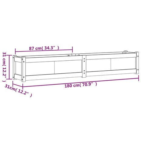 Plantenbak 180x31x31 cm geïmpregneerd grenenhout
