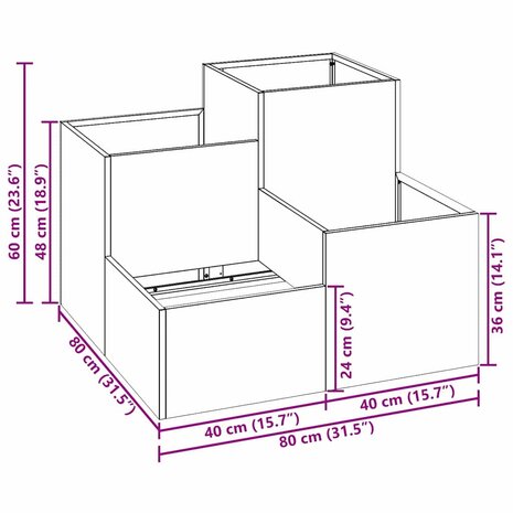 Tuin Bloempot Zwart 80 x 80 x 60 cm Staal