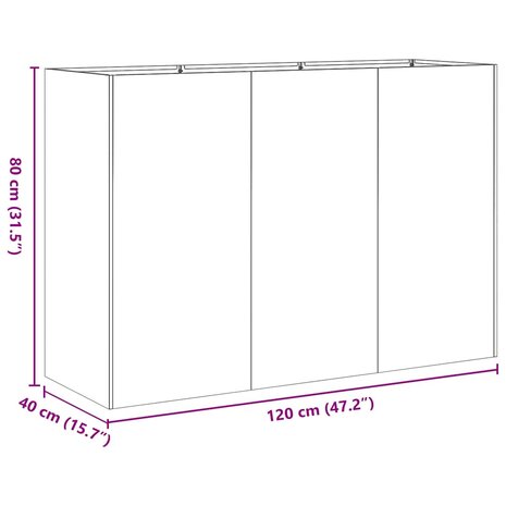 Plantenbak 120x40x80 cm gegalvaniseerd staal