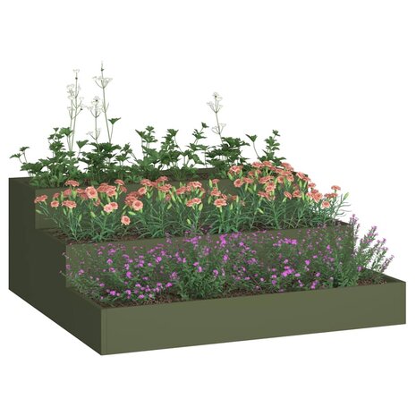 Tuin Bloempot Olijfgroen 90 x 90 x 35 cm Staal