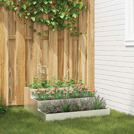 Tuin Bloempot Zilver 90 x 90 x 35 cm Roestvrij staal