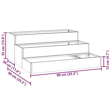 Tuin Bloempot Zilver 90 x 90 x 35 cm Roestvrij staal