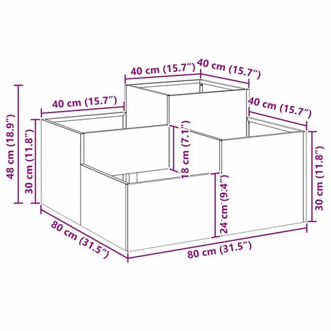 Tuin Bloempot Zwart 80 x 80 x 48 cm Staal