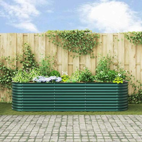 Verhoogde plantenbak Groen 320 x 80 x 81 cm Staal
