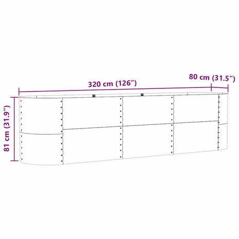 Verhoogde plantenbak Groen 320 x 80 x 81 cm Staal