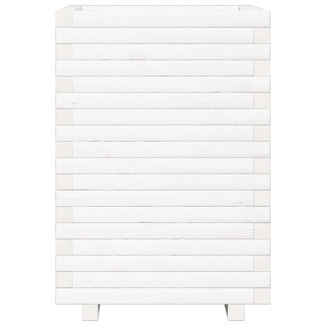 Plantenbak 50x50x72 cm massief grenenhout wit