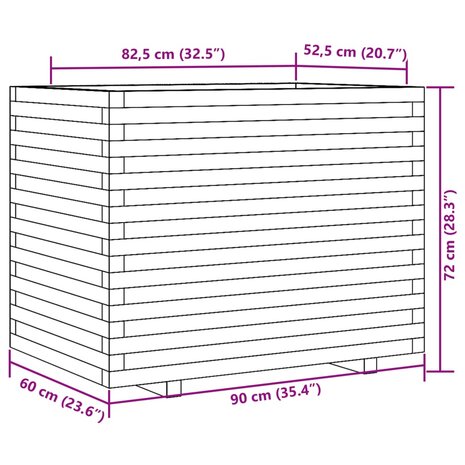 Plantenbak 90x60x72 cm geïmpregneerd grenenhout