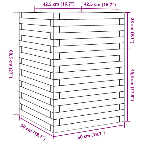 Plantenbak 50x50x68,5 cm massief grenenhout