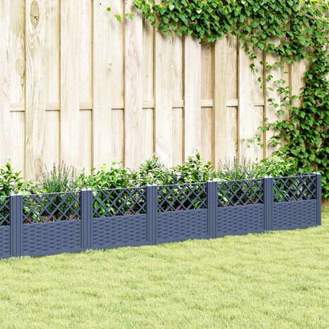 Plantenbak met pinnen 363,5x43,5x43,5 cm polypropeen blauwgrijs