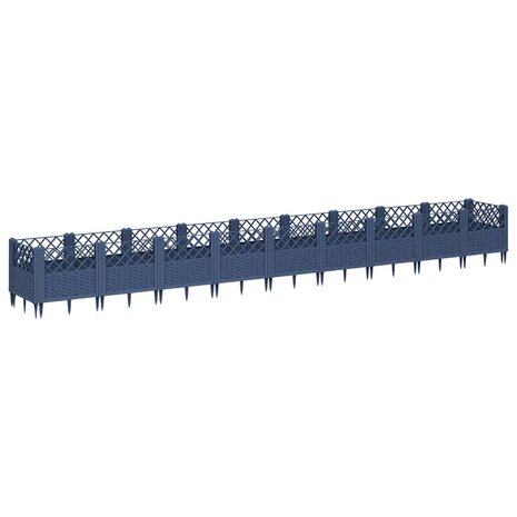 Plantenbak met pinnen 363,5x43,5x43,5 cm polypropeen blauwgrijs